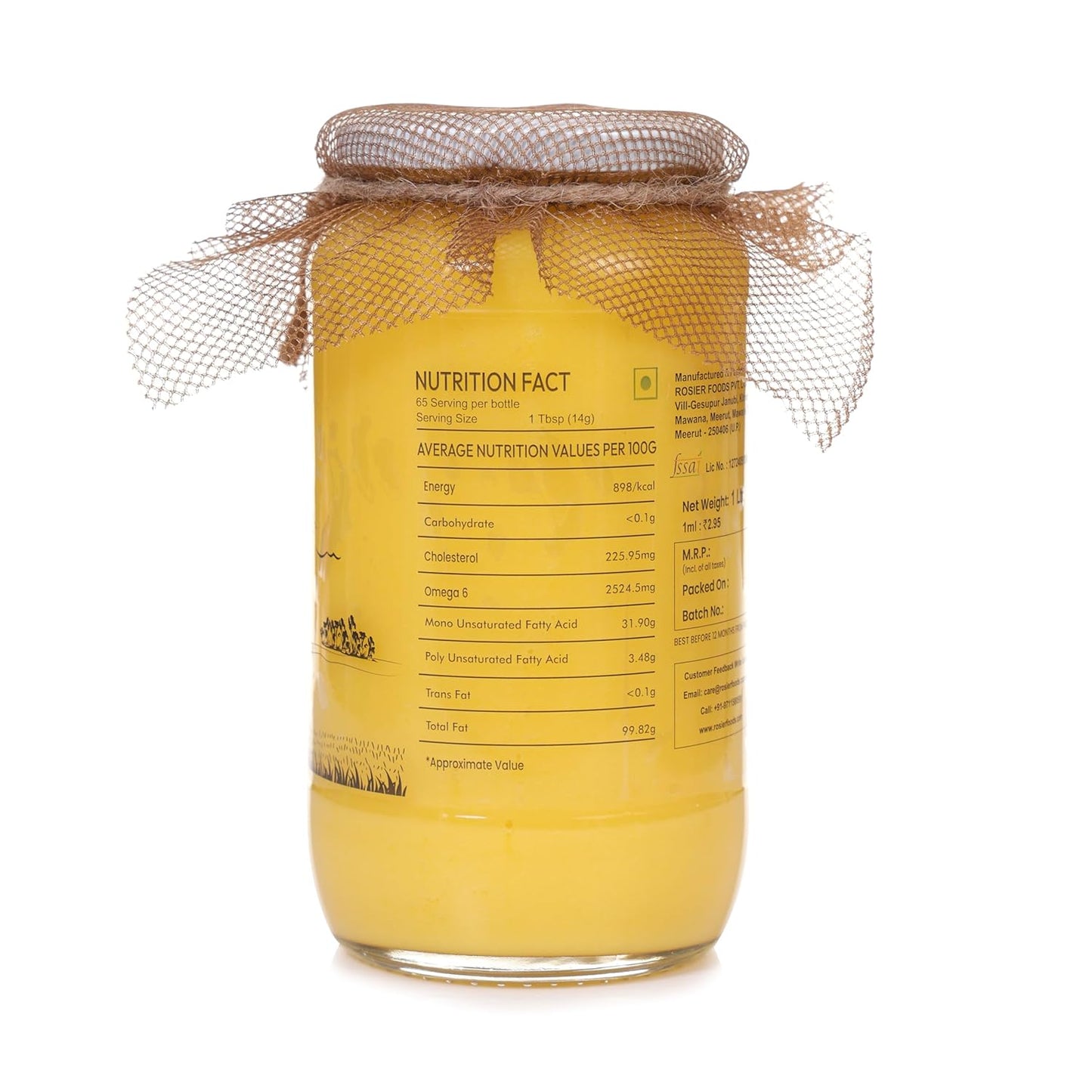 ROSIER A2 Gir Cow Ghee | Traditional Bilona Method A2 Gir Cow Ghee | Grassfed, Pure and Healthy Desi Cow Ghee