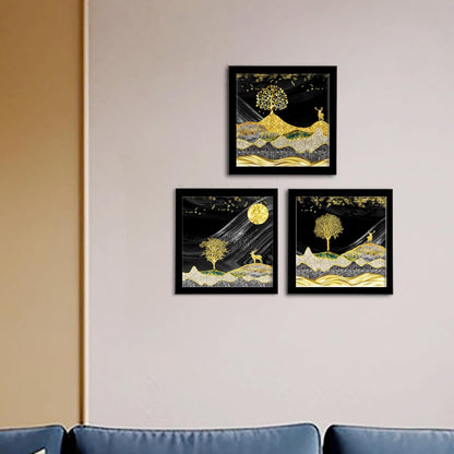 Framed Art Painting For Home, Living Room, Hall | Traditional Paintings With Frame For Home Decor (Deer D1)