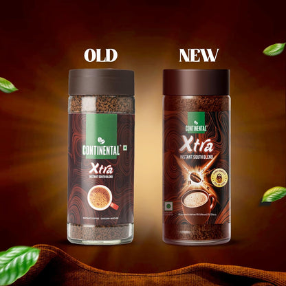 Continental Coffee XTRA Instant Coffee Powder | 200g Jar | 30% Chicory and 70% Robusta Coffee | Medium Roast Instant Coffee | Granulated Instant Coffe