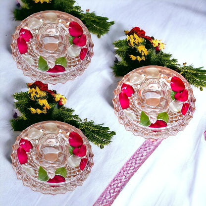 SAUDEEP INDIA Vastu Feng Shui Crystal Turtle Tortoise with Plate for Nuclear Family(3 Family Member)