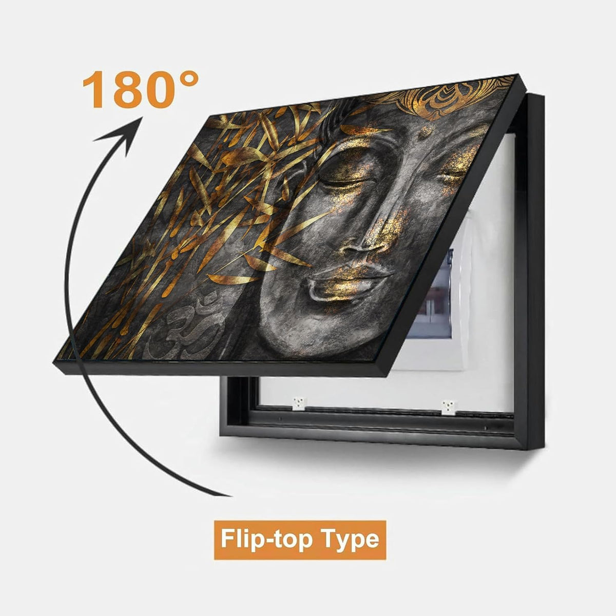 Electric MCB Box Cover Frame With Hydraulic Decorative Painting Lord Gautam Buddha Painting Electrical Panel box Cover, Switch Box Frame Will Fit Max 10x14 inch Switch Board, Outer Size 13X17 Inch