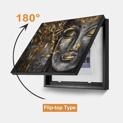 Electric MCB Box Cover Frame With Hydraulic Decorative Painting Lord Gautam Buddha Painting Electrical Panel box Cover, Switch Box Frame Will Fit Max 10x14 inch Switch Board, Outer Size 13X17 Inch