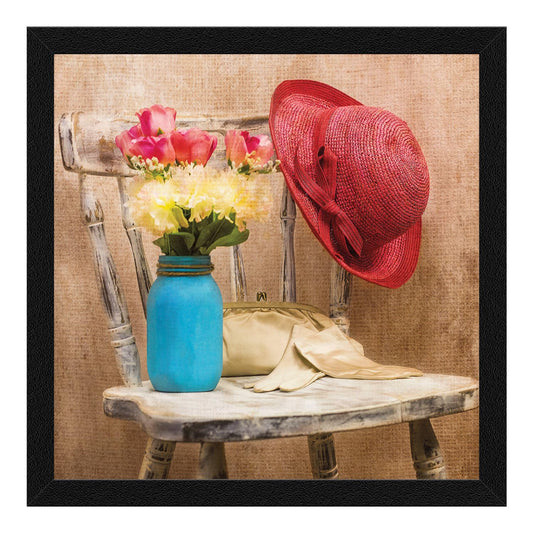 Flower Wall Art Framed Painting, Wall Decor For Living Room, Multicolor, Floral, 13 X 13 inches, Set of 1 (AXB00341-FLR)