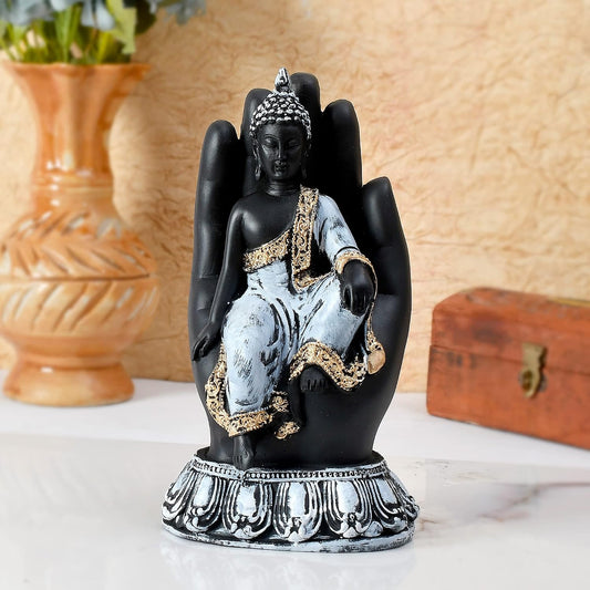 Sitting Buddha Idol Statue for Home Decorations Items Showpiece, Best Indian Gifts for Foreigners, Corporate Gift Items (Orange) (Sitting Buddha)