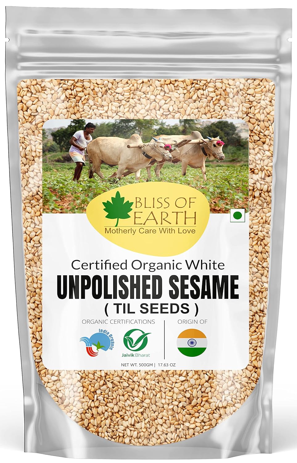 Bliss of Earth Organic Unpolished Sesame Seeds 200gm White For Eating, Raw Til Seeds