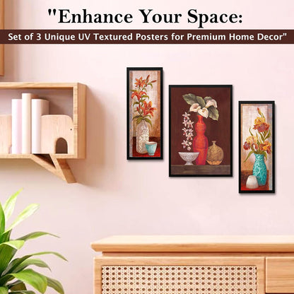 Wall Painting Frames For decor, Pictures Frame For Living Room, Home Decoration, Bedroom, Set of 3, 1pc- 23 x 30 cm, 2pc- 12.5 x 30 cm (Design 5)