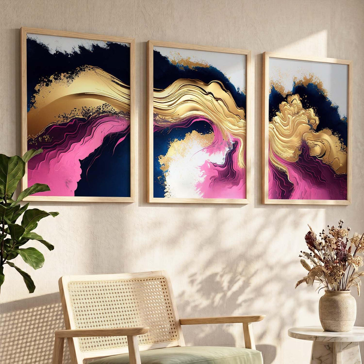Painting for Wall Decoration - Modern Art Wall Decor Framed Painting for Living Room Bedroom - Framed Wall Posters/Paintings with Frame Set of 3 (Art 14, 10x13 inch)
