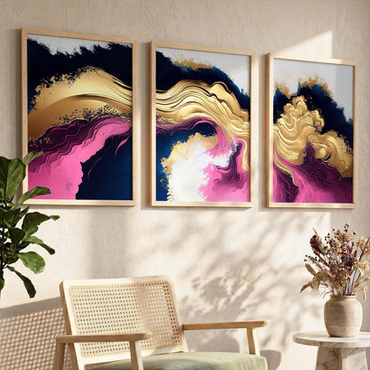 Painting for Wall Decoration - Modern Art Wall Decor Framed Painting for Living Room Bedroom - Framed Wall Posters/Paintings with Frame Set of 3 (Art 14, 10x13 inch)