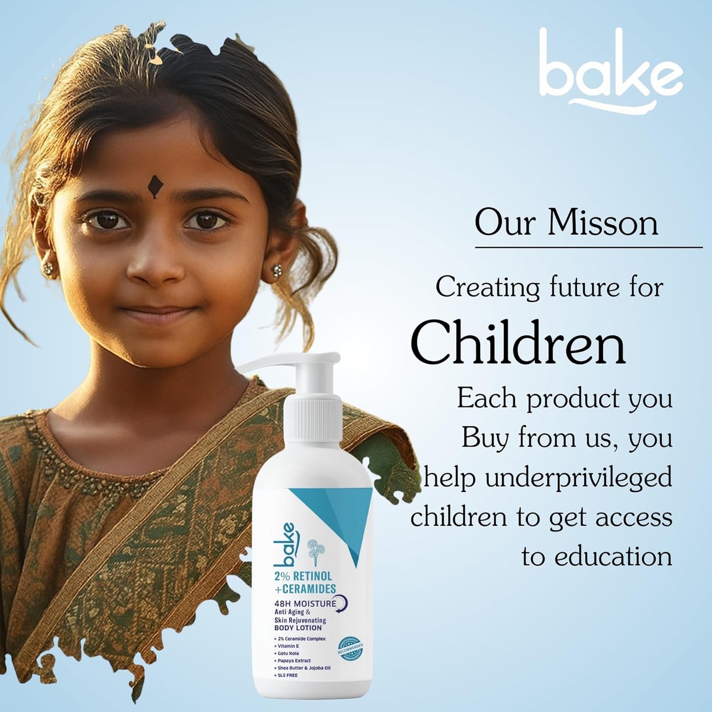 BAKE 2% Retinol + Ceramide Body Lotion for Dry, Aging Skin | Reduce Fine Lines & Wrinkles, Skin Tightening & Boosts Collagen Production | For Women & Men | 200ml