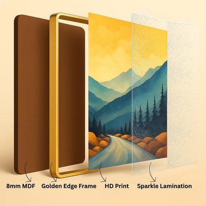 Set of 2 Peacock Wall Painting for Living Room, Tropical Palace Modern Artwork, PVC Golden Frame, Arch Shape Wall Decor for Bedroom, Hall, Office & Gift (30 x 32 Inch) RPNL-02-116