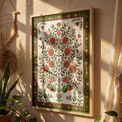 Art Wall Painting Indian Traditional Madhubani With Frame Home Decoration For Living Room Bed Room Hotel Wall Decor Digital Reprint (14X20 inch)