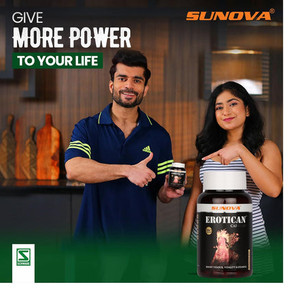 SUNOVA EROTICAN Caspules - Shudh Shilajit, Aswagandha, Gokshura,Bala and Kaunch for Strength, Performance & Muscle building