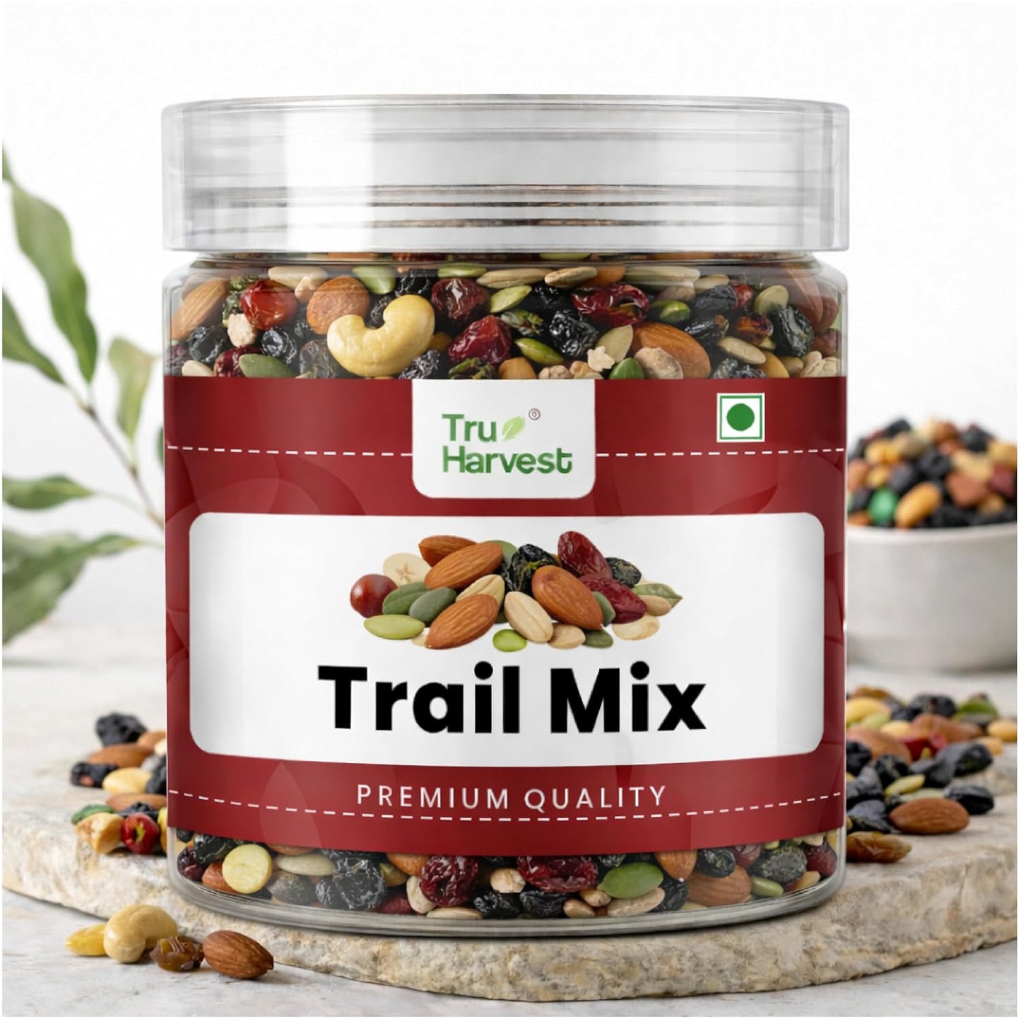 Tru Harvest Premium Trail Mix with [Almonds, Cashews, Cranberries, Pumpkin Seeds & Berries] | 250g Jar | No Preservatives | Source of Protein, Fiber & Good Fats | Healthy Snack with Nuts, Seeds & Dried Berries