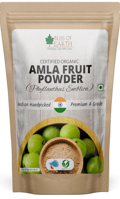 Bliss of Earth Amla Powder for Eating – 453g Pure & Natural Amla Powder for Hair Growth, Skin, Drinking & Overall Wellness | Natural Indian Gooseberry Powder
