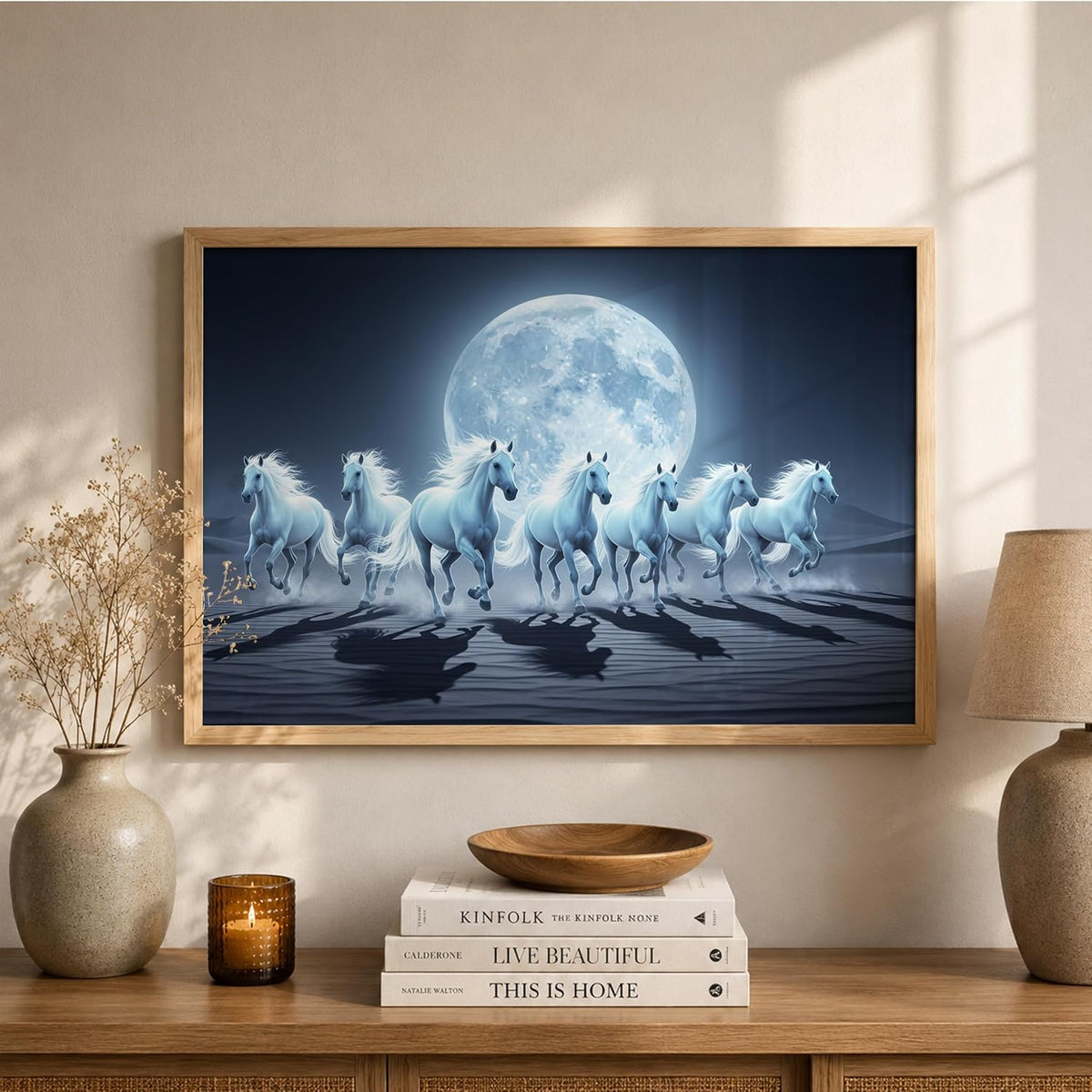 7 Horse Vastu Wall Painting (Landscape Collection) (Natural, Design 05, 13x19 Inch)