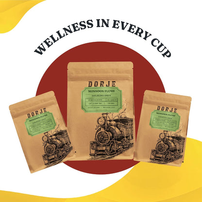 Dorje Teas Monsoon Harvest Darjeeling Green Tea | 100g (Pack of 1) | Selim Hill Estate | Astringent & Grassy Flavour | 100% Organic Single Estate Whole Leaf | No Dust or Fannings | 40 Cups