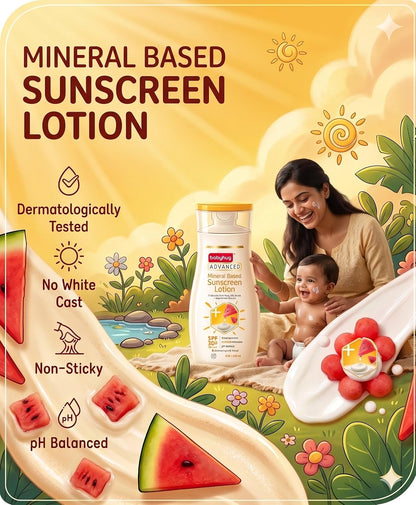 BABYHUG Advanced Mineral Based Sunscreen Lotion with SPF 30 +, PA+++,UVA/UVB Protection 200ML(Pack Of 1)