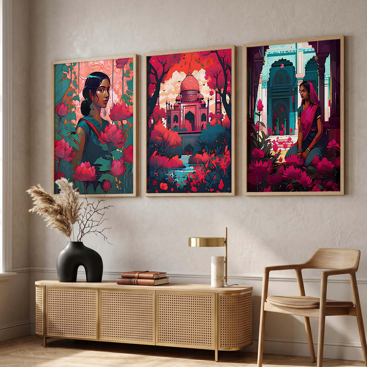 Premium Digital Painting with Frame for Home Decor - Painting for Living Room Bedroom Office Room Decor - Painting for Wall Decoration - Pack of 3 (Modern Art Painting, Design06, 10X13 inch)
