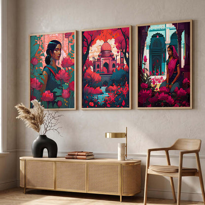 Premium Digital Painting with Frame for Home Decor - Painting for Living Room Bedroom Office Room Decor - Painting for Wall Decoration - Pack of 3 (Modern Art Painting, Design06, 10X13 inch)