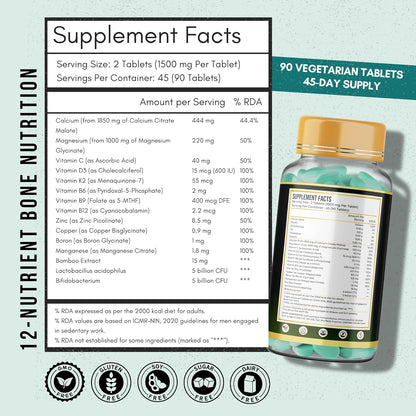 ANUPURAK Calcium and Vitamin D3 Tablets | 15 Actives: Calcium Magnesium Zinc with K2 MK-7 & Probiotics | Gentle on Stomach · High Absorption | Bone Health Supplement | 90 Veg Tablets (45 Days)