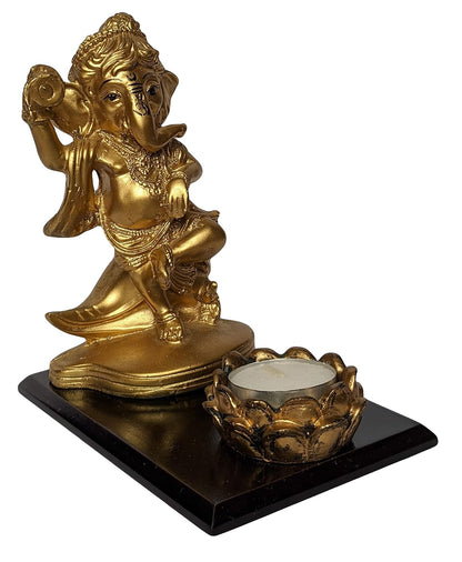 Resin Lord Ganesha Idol Ganesh Murti Statue Home Decor Ganeshji for Gift Showpiece (15 x 10 x 16) cm Golden,1 Piece