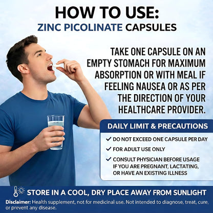 Suplee Zinc Picolinate with Copper Gluconate | High Absorption Zinc Supplement | Immunity, Skin Health & Muscle Support | 90 Veg Capsules