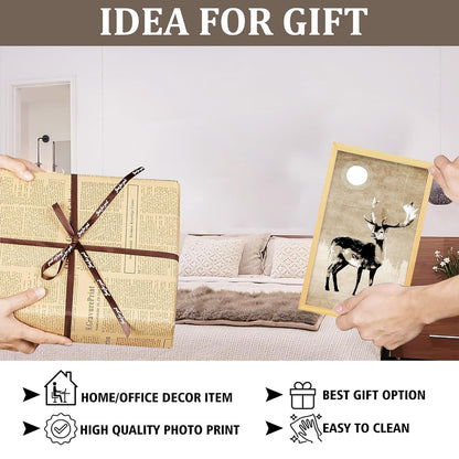 Framed Art Painting For Home, Living Room, Hall | Traditional Paintings With Frame For Home Decor (Deer D5)