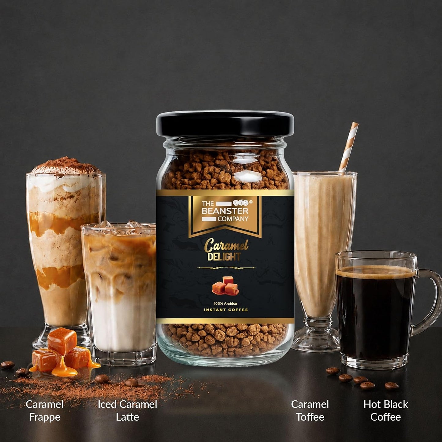 The Beanster Company 100% Arabica Caramel Delight Instant Coffee, 50g
