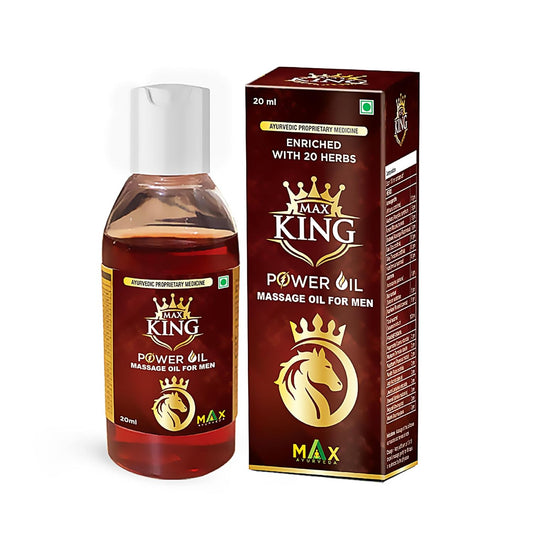 Max Ayurveda King Power Massage Oil For Men - Pack of 1 (20ml) - 100% Ayurvedic Tel, Stamina Booster Sanda Tailam