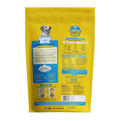 Good Dog Baked Chicken & Egg Dry Dog Food | 1 kg | Human Grade Ingredients | Complete & Balanced with Vitamins, Minerals & Indian Herbs to Support Gut Health | NutriFocus Dry Food for Adult Dogs