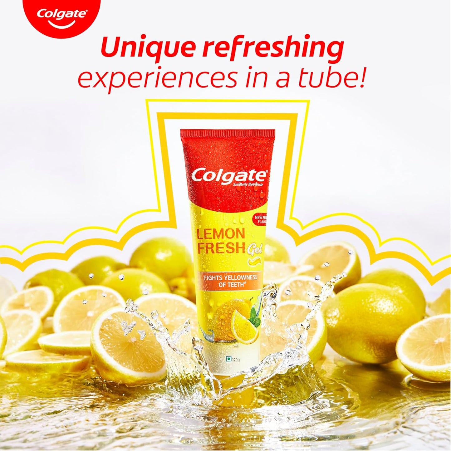Colgate Lemon Fresh Gel Toothpaste | Tooth Paste Fights Yellowness of Teeth | Colgate Paste Toothpaste with New Fresh Flavor (120gm)