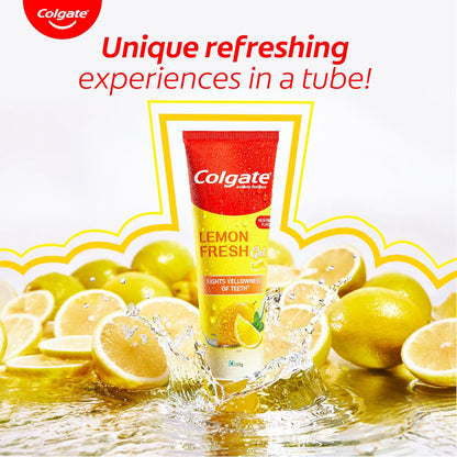 Colgate Lemon Fresh Gel Toothpaste | Tooth Paste Fights Yellowness of Teeth | Colgate Paste Toothpaste with New Fresh Flavor (120gm)