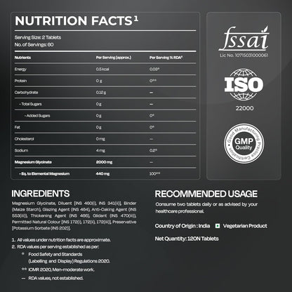 NUTRABAY Magnesium Glycinate 2000mg Per Serving | High Absorbing Chelated Form For Deep Sleep, Muscle Soreness & Brain Function | For Men & Women | 120 Tablets