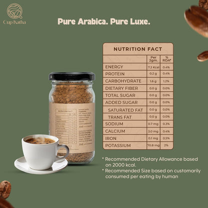Cup Katha Noisette Luxe Instant Coffee | Freeze-Dried Arabica | Medium Roast | 50 Gram - Glass Jar (Natural Hazelnut)