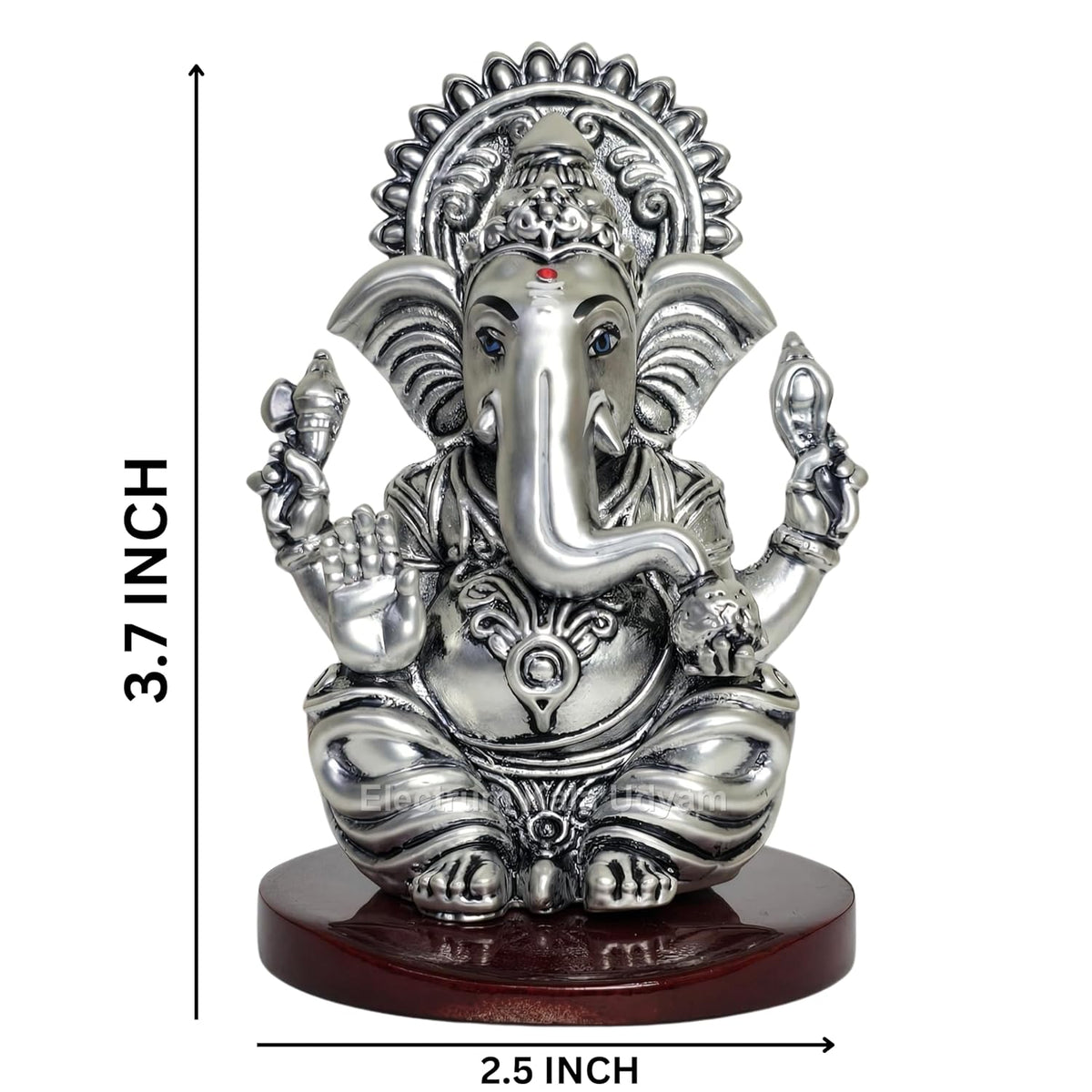 Vakaratunda Silver Plated Ganesha for Car Dashboard | Vinayaka for Office Desk &Shelves | Vinayagar for Home Decor & Ideal Housewarming Gift! (VAKARATUNDASIL-ANT-Matte-MDF)