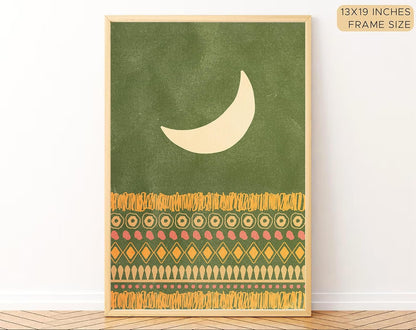 Boho wall Art Paintings Modern Art Framed Wall Painting for Living Room Bedroom - Wall Posters | Paintings with Frame Set of 3 (14x18 Inches) (Sun Moon)