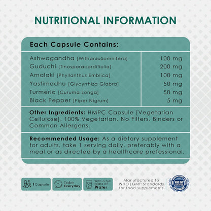 Nutritional information label for a dietary supplement with ingredients and usage instructions.