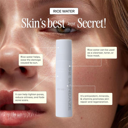52 Sundaze Rice Water Sunscreen Mist SPF 50 PA++++ | Broad Spectrum UVA/UVB Protection | Alcohol-Free | Invisible, No White Cast | Lightweight, Reapply Over Makeup | For Oily, Combination, Acne-Prone & Sensitive Skin | 100 ml