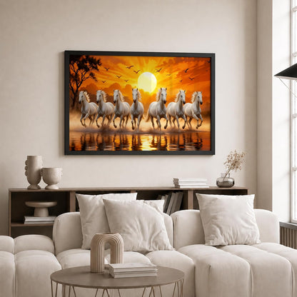 7 Horse Vastu Wall Painting (Landscape Collection) (Natural, Design 15, 48L x 33W cm)