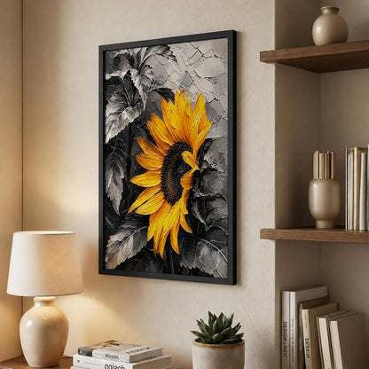 Sunflower Monochrome Framed Wall Art, Black, 10x13 Inches