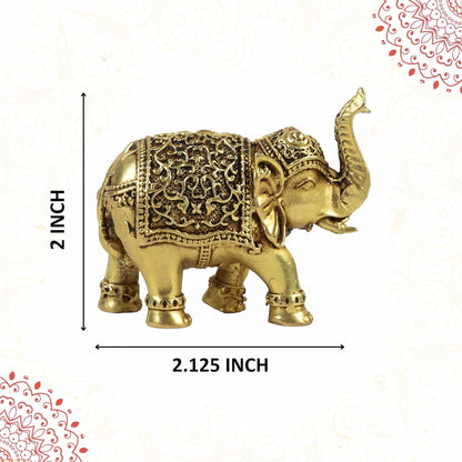 2 Inch Pure Brass Elephant Idol | Decorative Vastu Showpiece for Home Temple, Mandir, Pooja Room, Office Desk | Ideal for Pooja, Diwali, Auspicious Gifting & Spiritual Home Decor