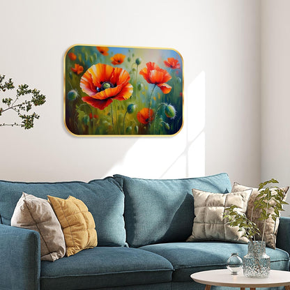 Beautiful flower modern art Premium Sparkle Lamination Finished Surface Golden Slim Frame 35 cm x 28 cm Large Size, For Home/Office/Hotel painting KG77