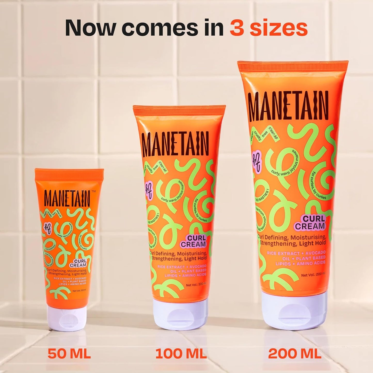 MANETAIN Curl Cream 200ml for Curly & Wavy Hair | Frizz Control, Soft Hold & Moisturizing Styling Cream | Enhances Natural Curls, Reduces Frizz | Sulfate-Free, Paraben-Free, Vegan Hair Care