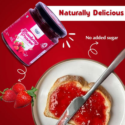 GAO FARM Natural Strawberry Jam & Preserve 200g | No Added Sugar, Vegan & Gluten Free | 100% Real Strawberries & Apple Juice | No Preservatives | Toast, Breakfast & Baking Spread