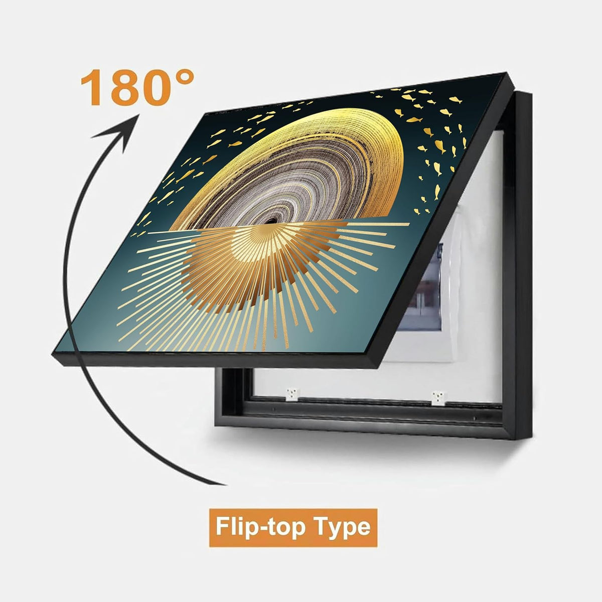 Electric MCB Box Cover Frame With Hydraulic Decorative Painting Gold Sun Painting Electrical Panel box Cover, Switch Box Frame Will Fit Max 10x14 inch Switch Board, Outer Size 13X17 Inch