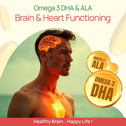 Bliss Welness Veg Omega 3 5 6 7 9 Supplement | Plant Based Algal (DHA), Flaxseed Oil (ALA), Pomegranate Seed, Sea Buckthorn, Borage (GLA), Rosemary Extract, Sunflower Extract & No Fish Oil 60 Vegan Softgel Capsules