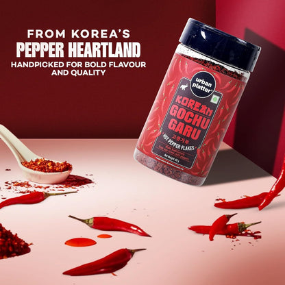 urban platter Korean Gochugaru Hot Pepper Powder, 80 Gm [Coarse Ground Korean Dried Chilli Peppers | Smoky & Spicy| Use For Kimchi And Other Korean Dishes]