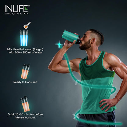 INLIFE Pre-Workout Supplement 200mg Caffeine,1000mg Citrulline,1100mg Arginine AAKG,3000mg B-Alanine,Creatine,Taurine, Betaine Anhydrous Pre Workout Formula Men & Women 200g, 24 Servings (Orange)