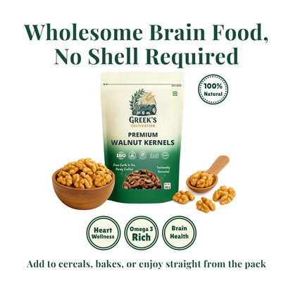 Greek's Cultivation Premium Walnut Kernels,250g | Kashmiri Akhrot Giri Without Shell | Fresh & Natural Walnuts | Crunchy & Nutritious Dry Fruits Rich in Omega-3, Protein & Fiber | Healthy Snack