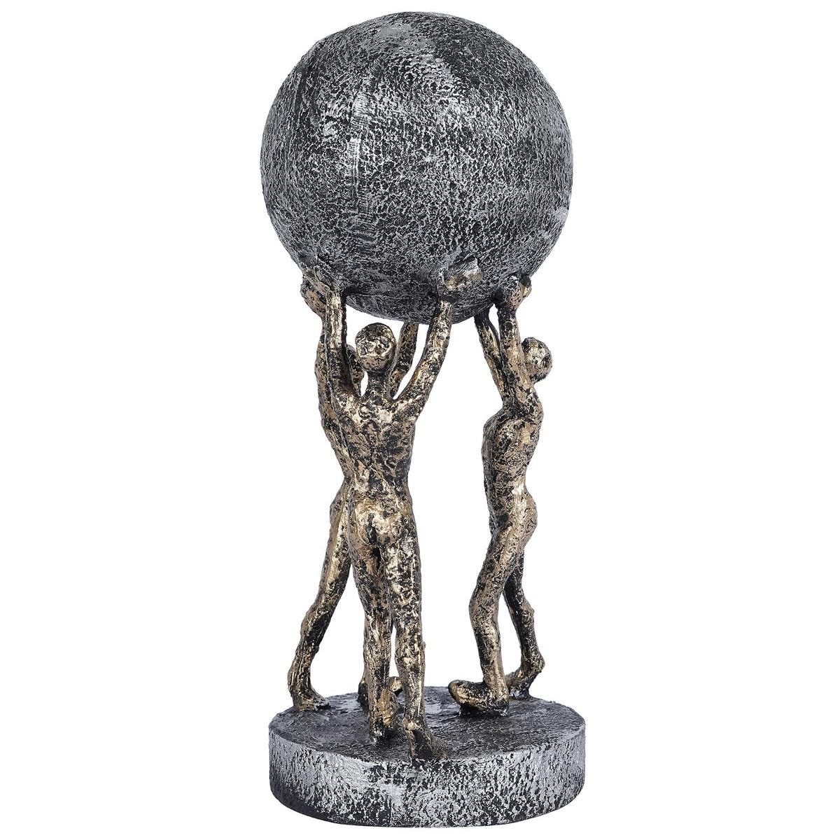 Men Group Carrying Earth Showpiece for Home Decorative Item, Home Shelf Decorative Figurines (Golden)